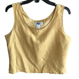 POETIC gold pure silk shell vintage lined tank blouse office siren sz 12